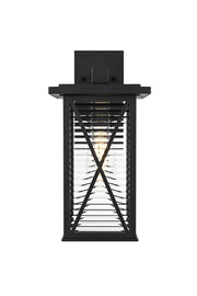 Jada 8" Outdoor Wall Lantern in Black And Clear