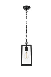 Veda Outdoor Lantern Pendant in Black And Clear