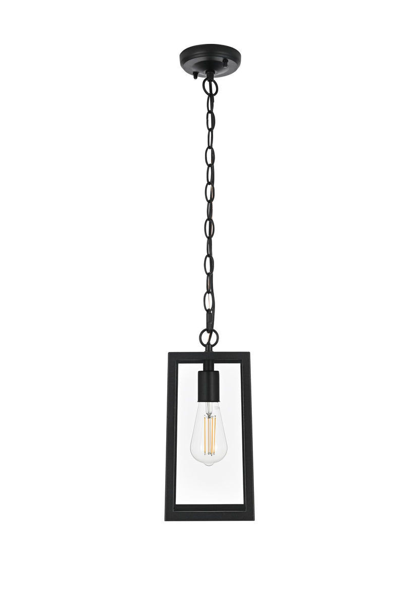 Veda Outdoor Lantern Pendant in Black And Clear