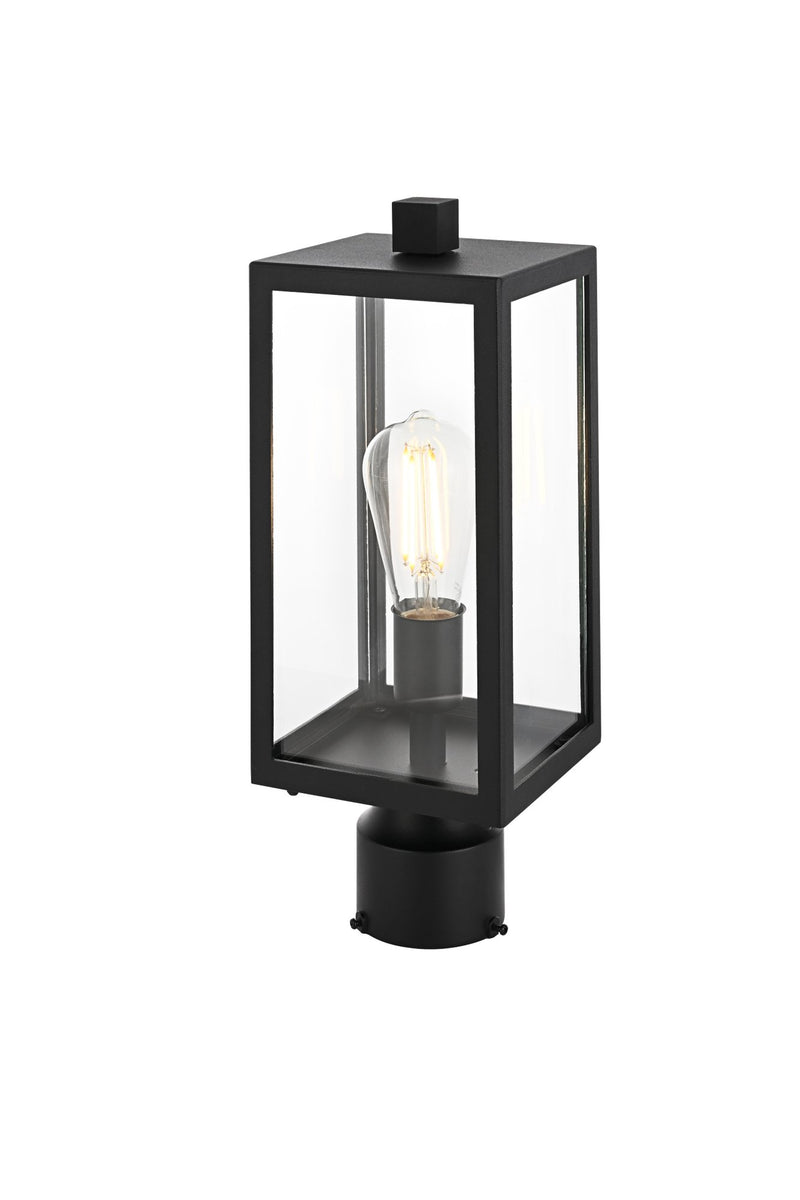 Veda Outdoor Post Light in Black And Clear