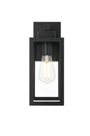 Veda Outdoor Wall Lantern in Black And Clear