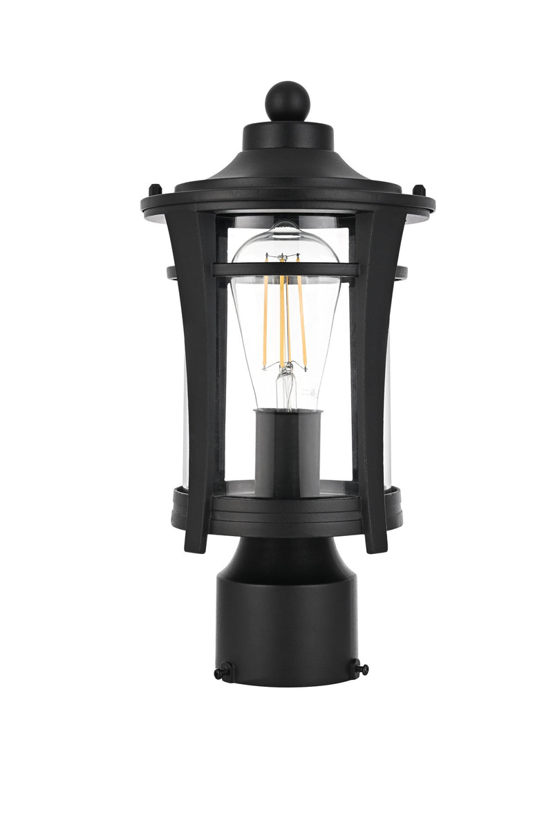 Artemis Outdoor Post Light in Black And Clear