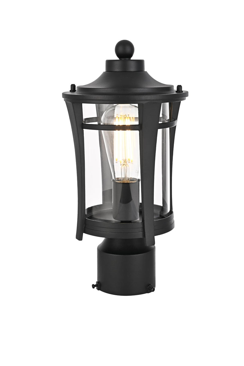 Artemis Outdoor Post Light in Black And Clear