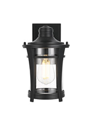 Artemis Outdoor Wall Lantern in Black And Clear
