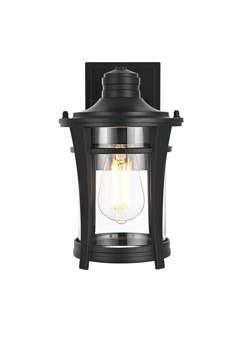 Artemis Outdoor Wall Lantern in Black And Clear