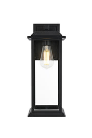 Araceli 17" Outdoor Wall Lantern in Black And Clear
