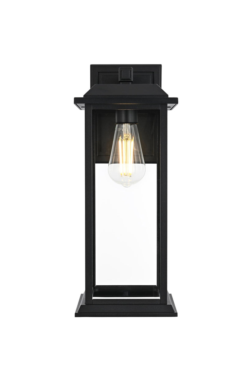 Araceli 17" Outdoor Wall Lantern in Black And Clear