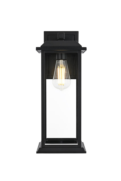 Araceli 17" Outdoor Wall Lantern in Black And Clear