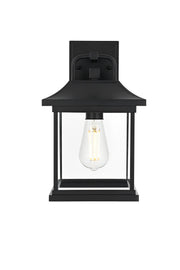 Saul 13" Outdoor Wall Lantern in Black And Clear