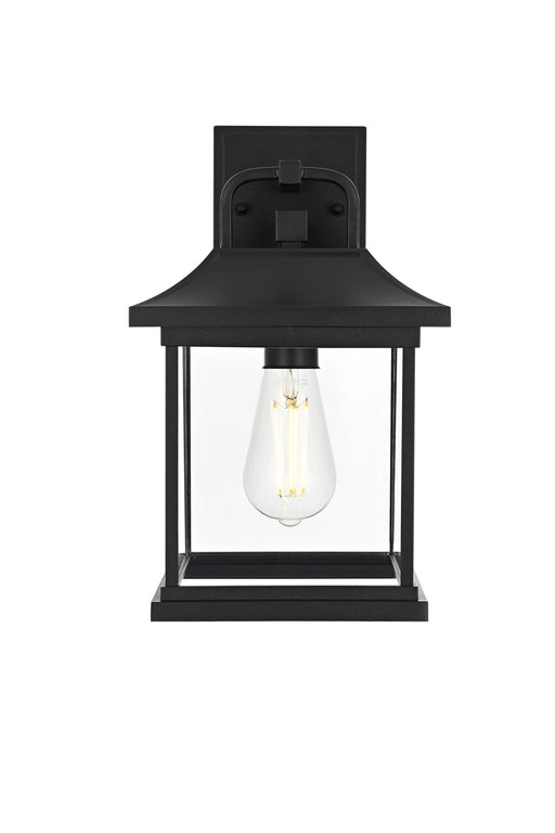 Saul 13" Outdoor Wall Lantern in Black And Clear
