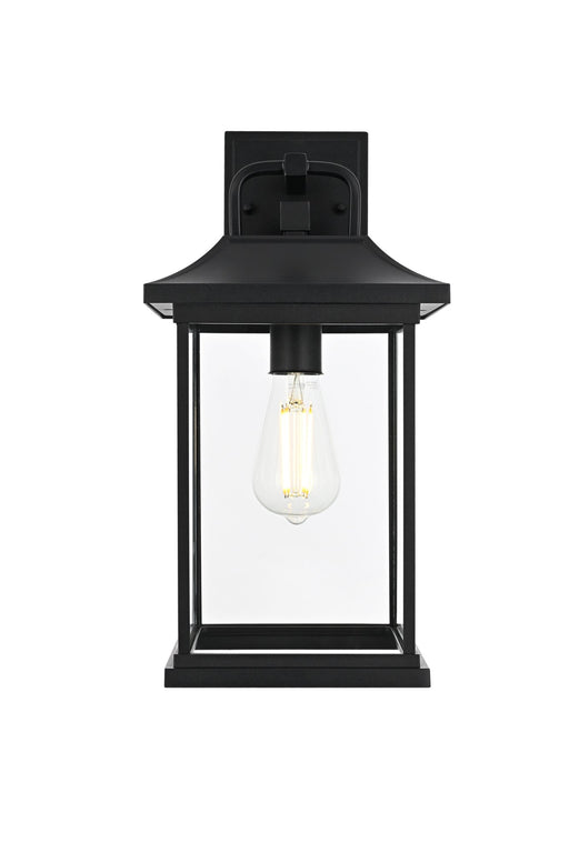 Saul 16" Outdoor Wall Lantern in Black And Clear