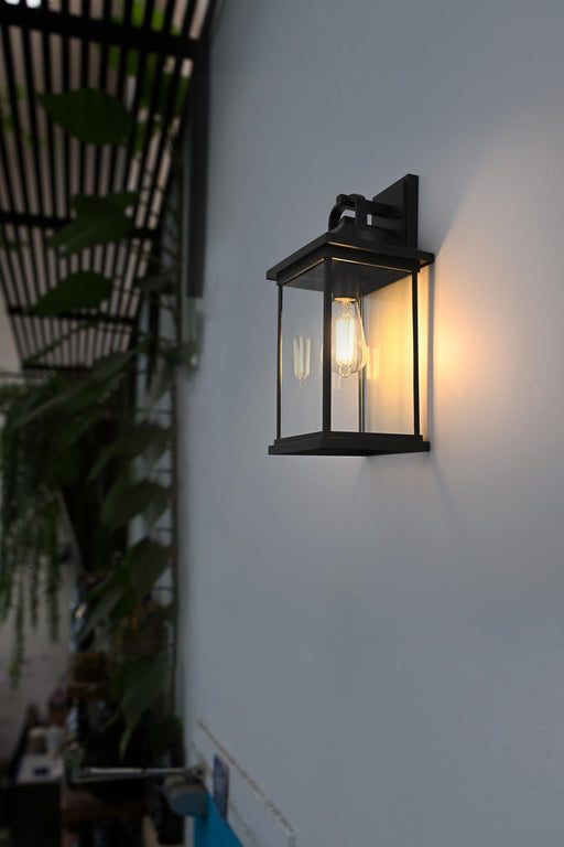 Saul 16" Outdoor Wall Lantern in Black And Clear
