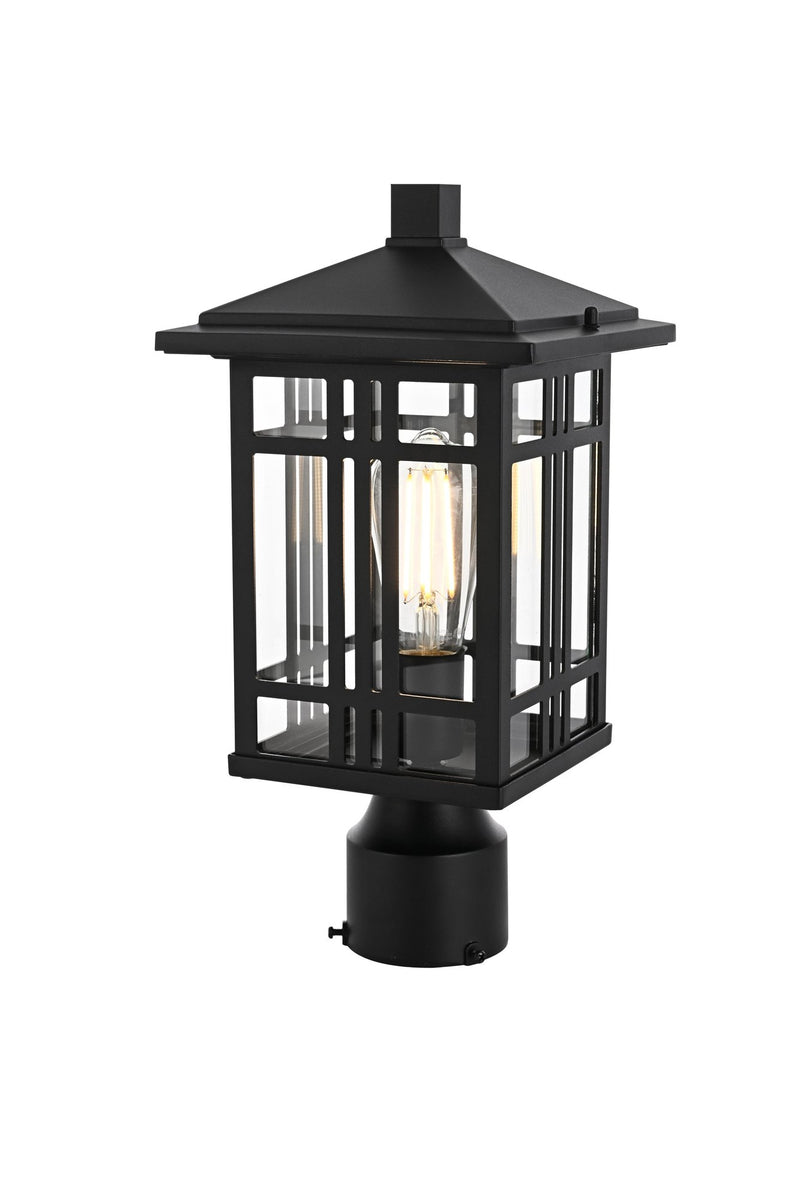 Harley Outdoor Post Light in Black And Clear