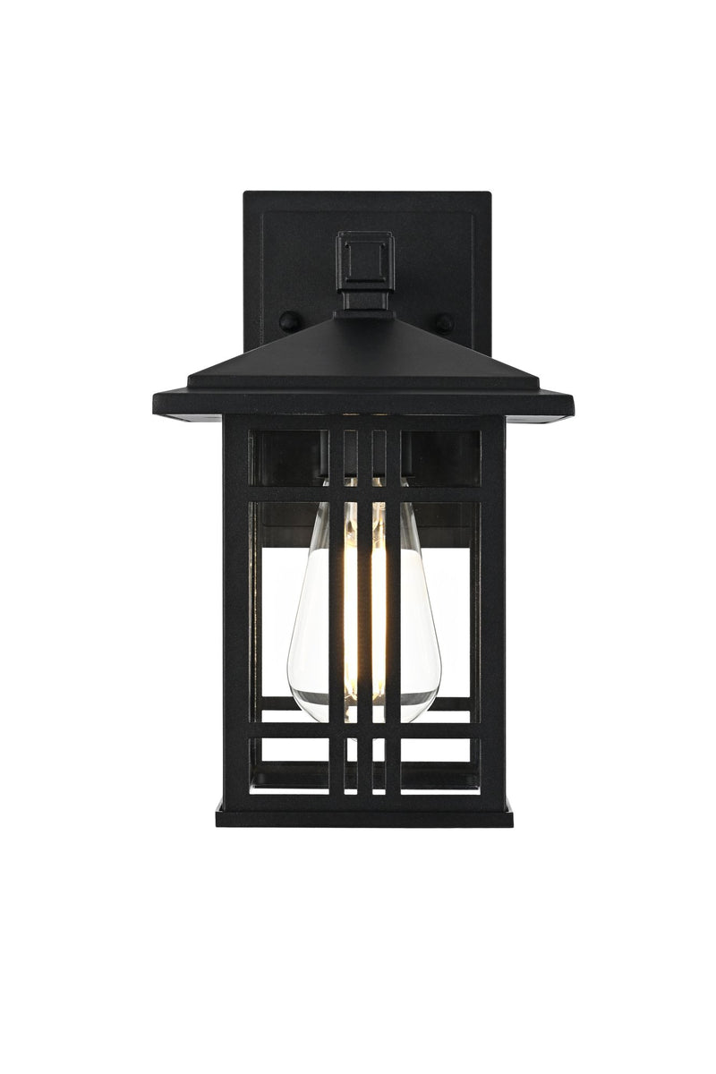 Harley 10" Outdoor Wall Lantern in Black And Clear