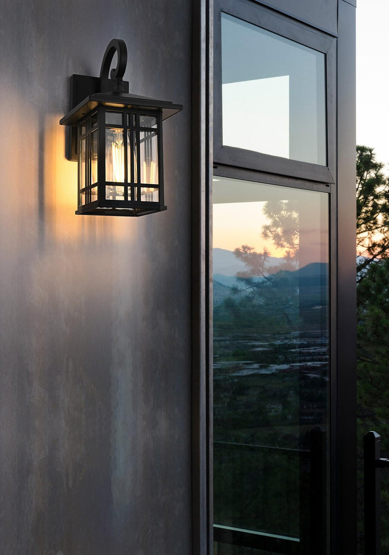 Harley 12" Outdoor Wall Lantern in Black And Clear