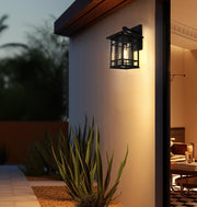 Harley 13" Outdoor Wall Lantern in Black And Clear