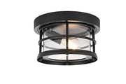 Carla 10" Outdoor Flush Mount in Black And Clear