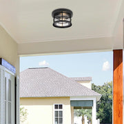 Carla 10" Outdoor Flush Mount in Black And Clear