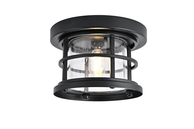 Carla 8" Outdoor Flush Mount in Black And Clear