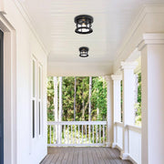 Carla 8" Outdoor Flush Mount in Black And Clear
