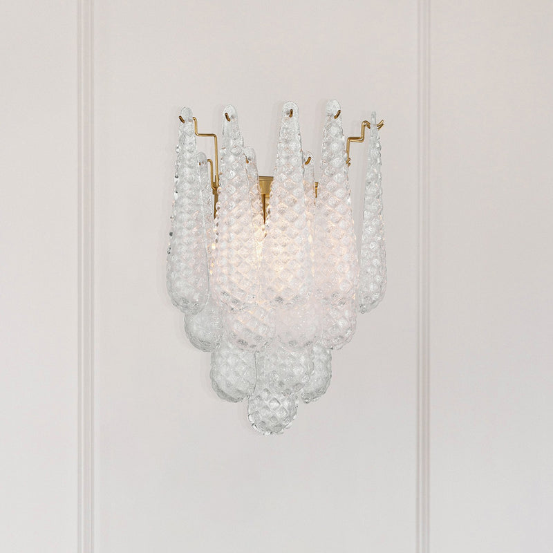 Ollie 2 Light 14" Sconce in Aged Brass in a room setting