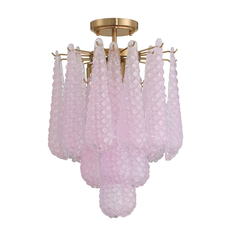 Ollie 4 Light 14.25" Semi Flush Mount in Aged Brass
