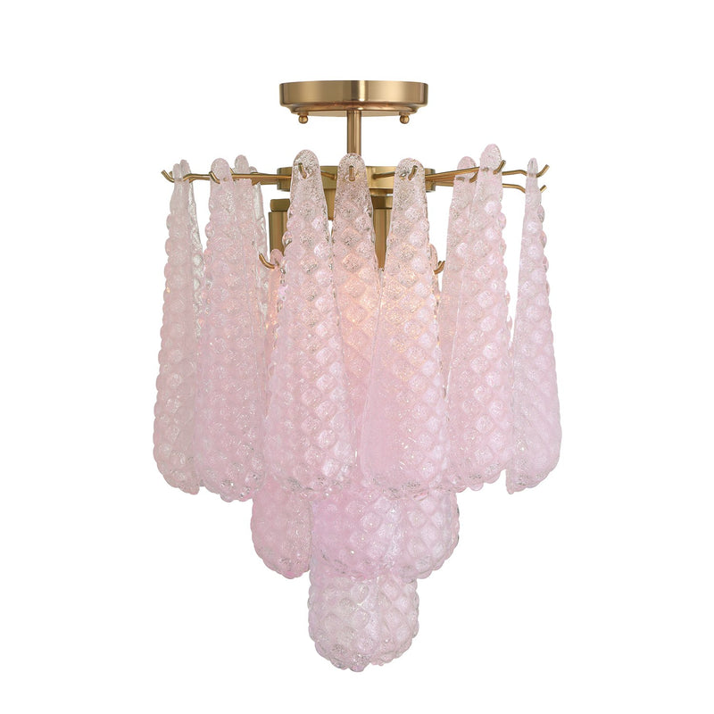 Ollie 4 Light 14.25" Semi Flush Mount in Aged Brass
