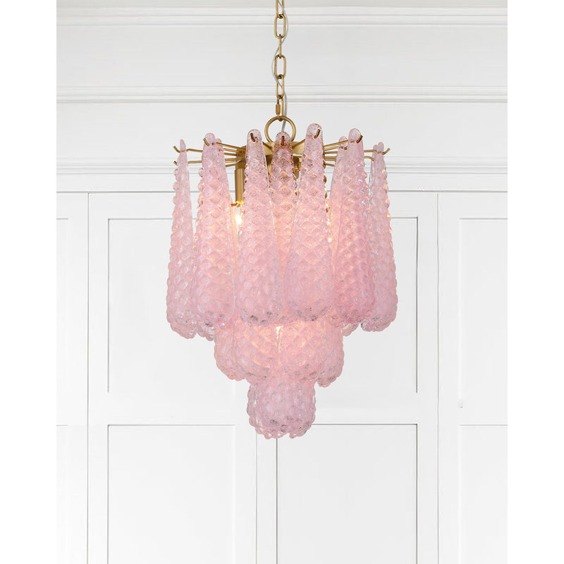 Ollie 4 Light 14.25" Pendant in Aged Brass in a room setting