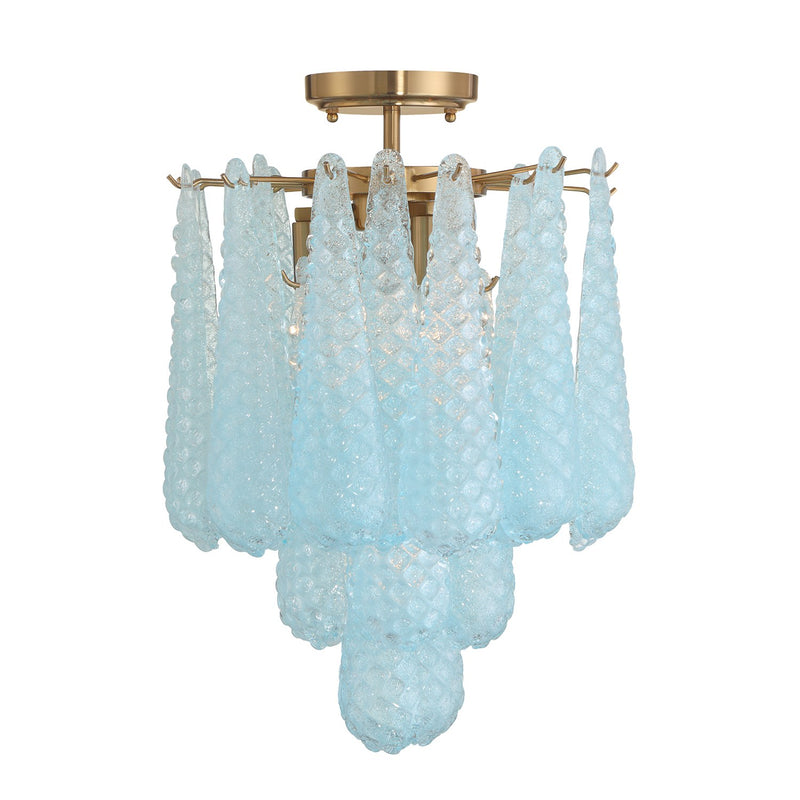 Ollie 4 Light 14.25" Semi Flush Mount in Aged Brass