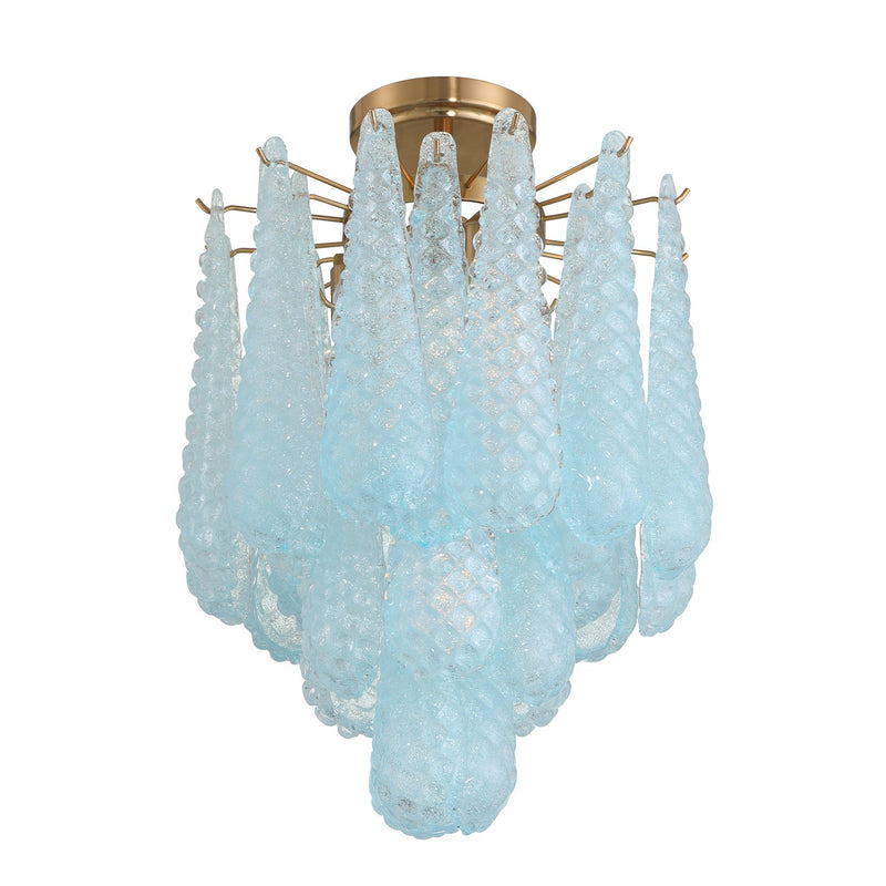 Ollie 4 Light 14.25" Semi Flush Mount in Aged Brass