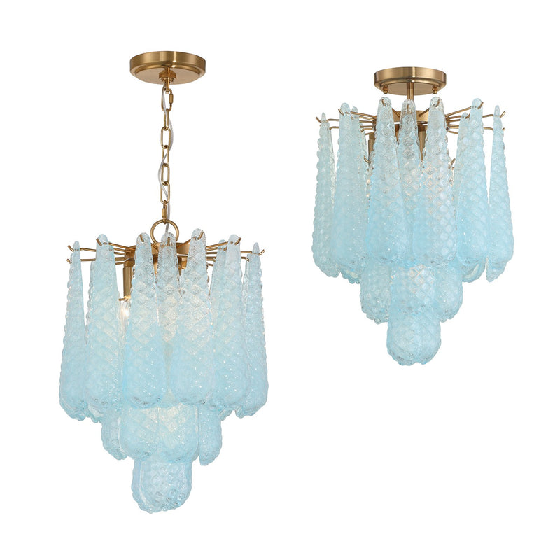 Ollie 4 Light 14.25" Semi Flush Mount in Aged Brass