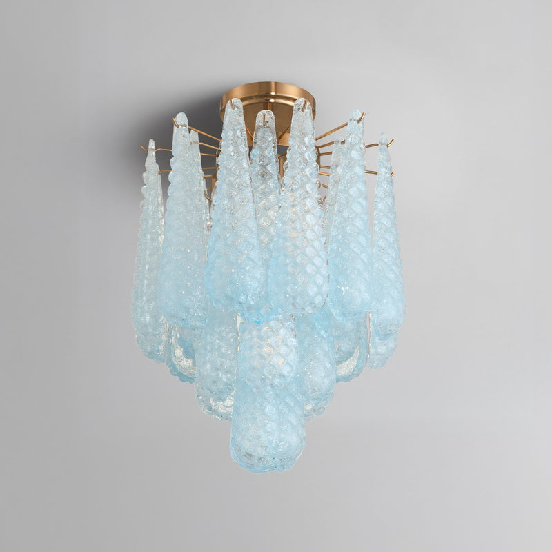 Ollie 4 Light 14.25" Semi Flush Mount in Aged Brass in a room setting