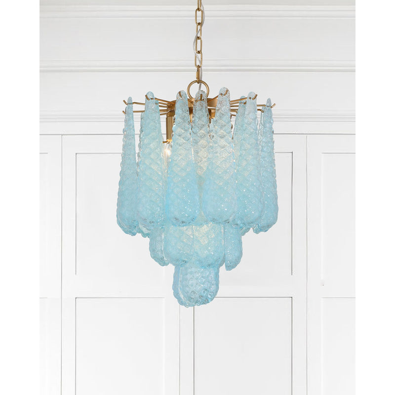 Ollie 4 Light 14.25" Pendant in Aged Brass in a room setting