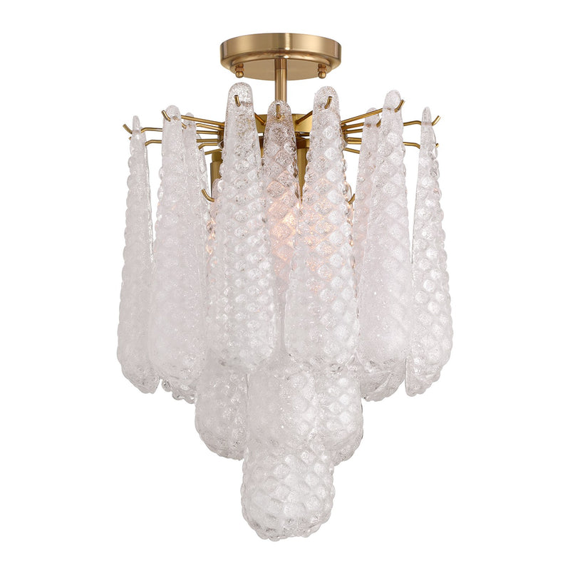 Ollie 4 Light 14.25" Semi Flush Mount in Aged Brass