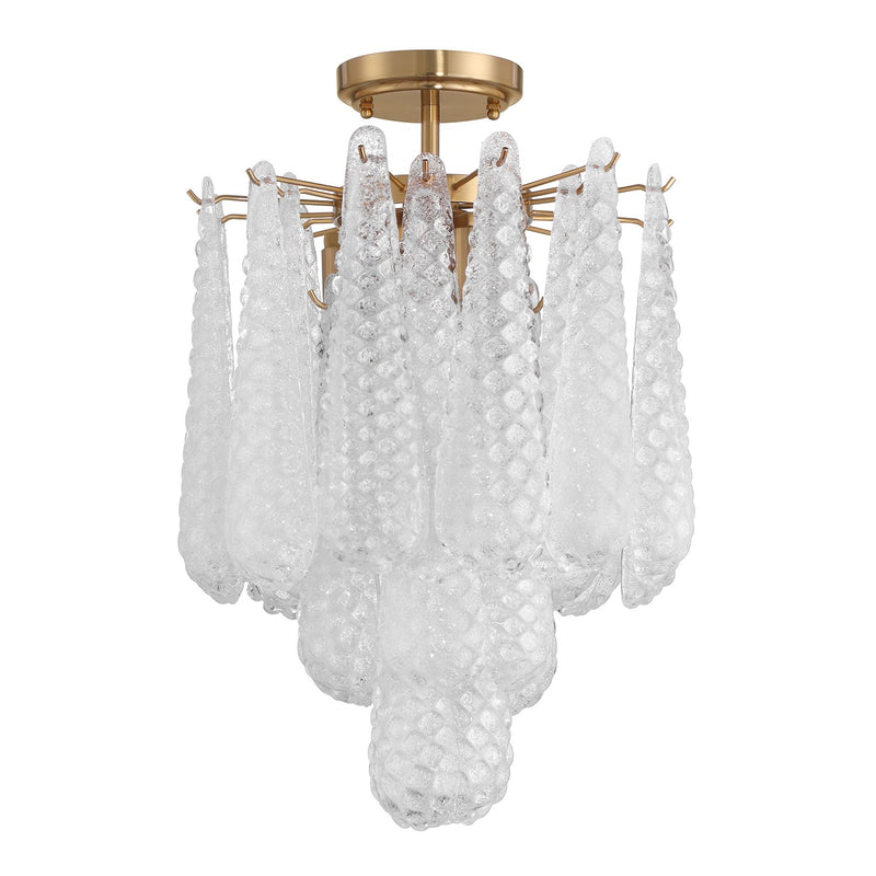 Ollie 4 Light 14.25" Semi Flush Mount in Aged Brass