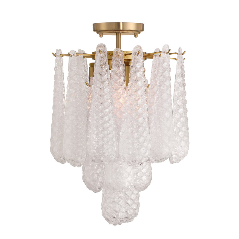 Ollie 4 Light 14.25" Semi Flush Mount in Aged Brass