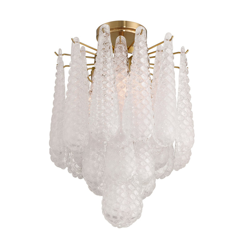 Ollie 4 Light 14.25" Semi Flush Mount in Aged Brass