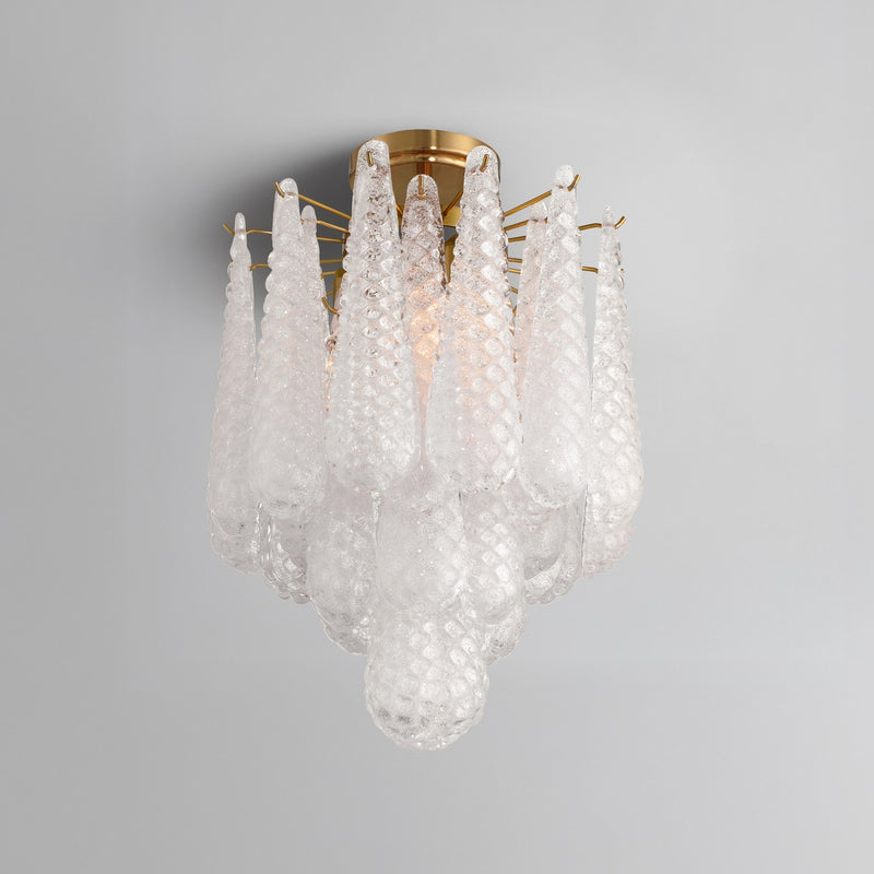 Ollie 4 Light 14.25" Semi Flush Mount in Aged Brass in a room setting