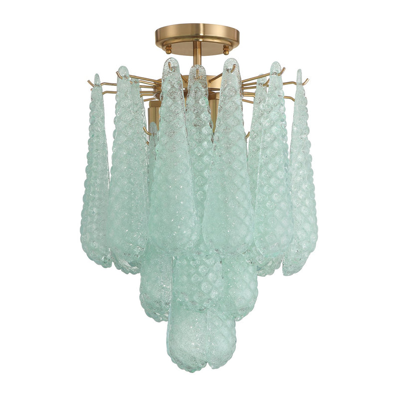 Ollie 4 Light 14.25" Semi Flush Mount in Aged Brass