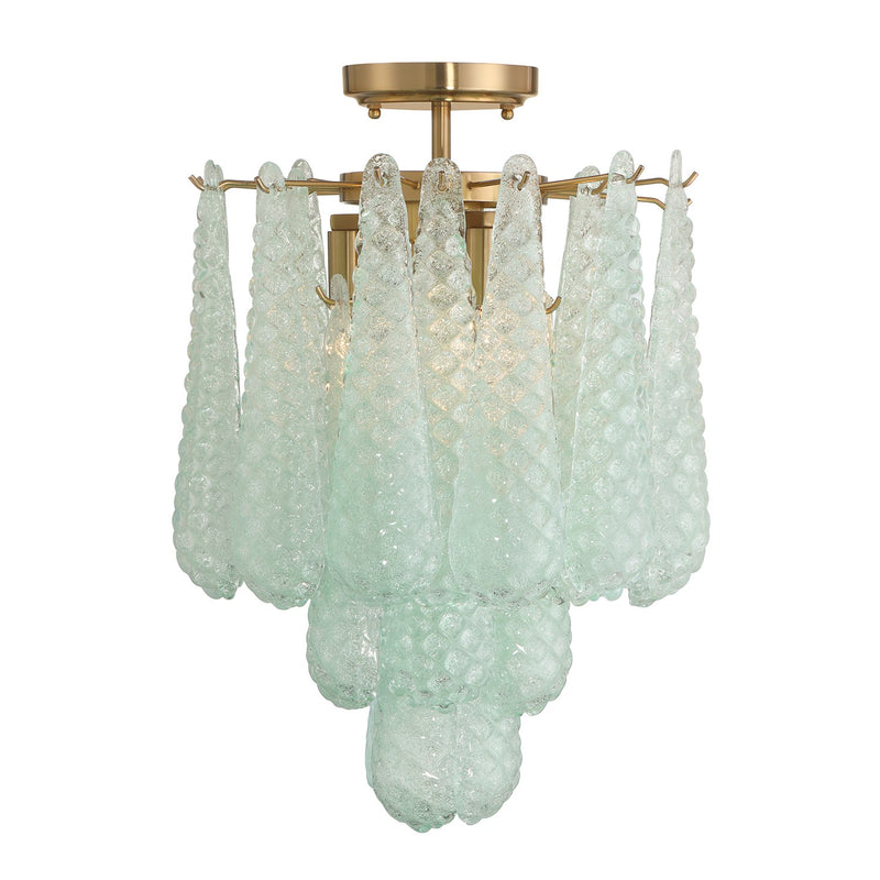 Ollie 4 Light 14.25" Semi Flush Mount in Aged Brass