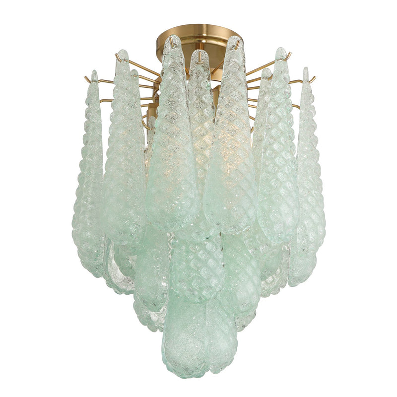 Ollie 4 Light 14.25" Semi Flush Mount in Aged Brass