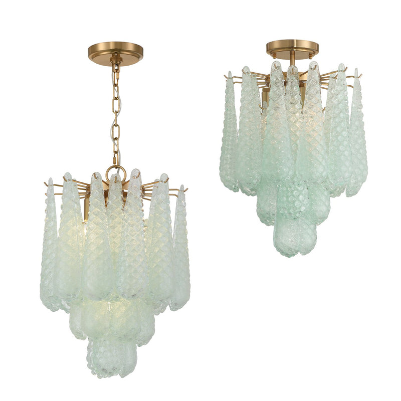 Ollie 4 Light 14.25" Semi Flush Mount in Aged Brass