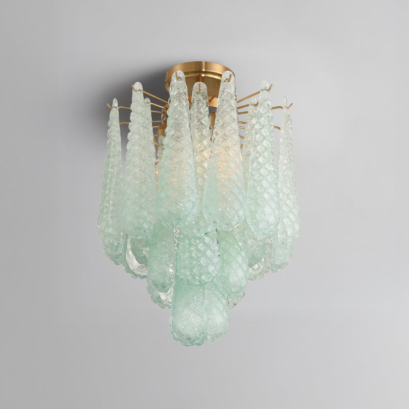 Ollie 4 Light 14.25" Semi Flush Mount in Aged Brass in a room setting