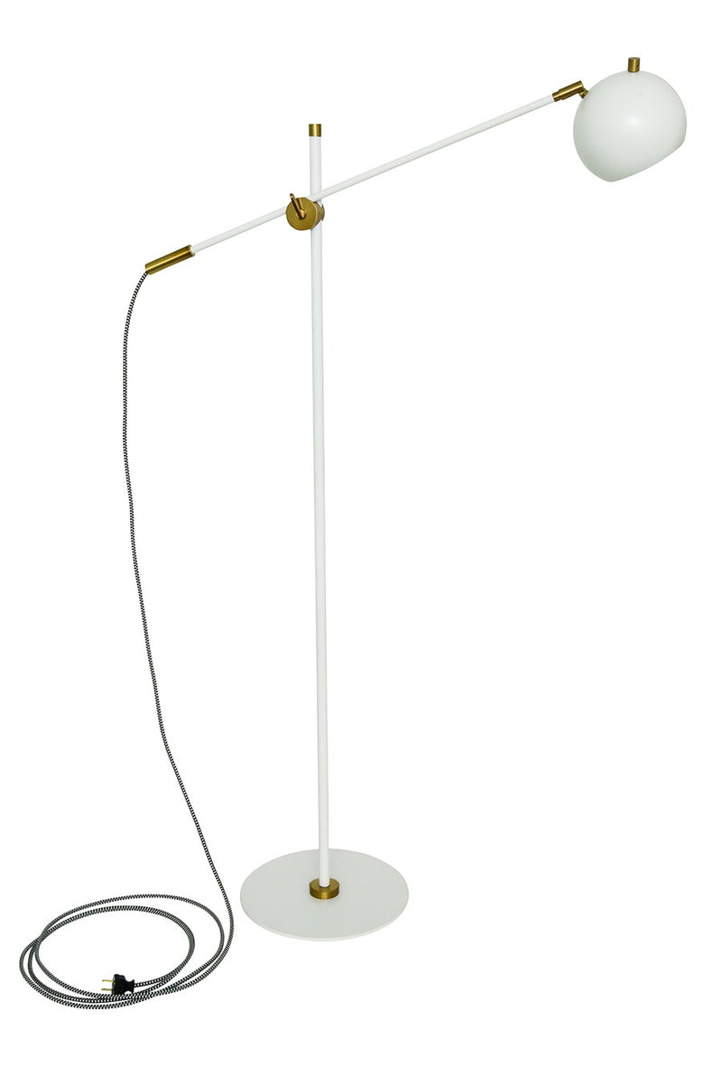 Orwell LED Counterbalance Floor Lamp in White/Weathered Brass