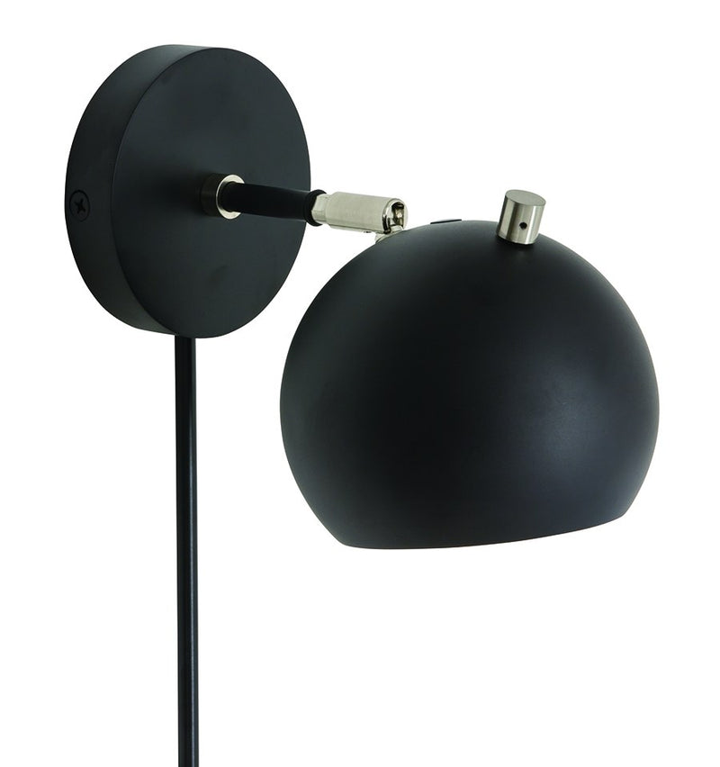 Orwell LED Swing Arm Wall Lamp in Black with Satin Nickel Accents