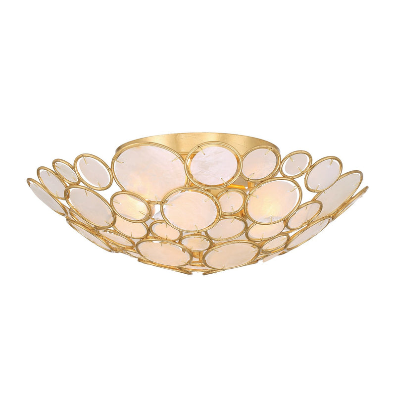Palla 3 Light 16" Semi Flush Mount in Antique Gold