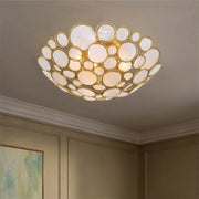 Palla 3 Light 16" Semi Flush Mount in Antique Gold in a room setting