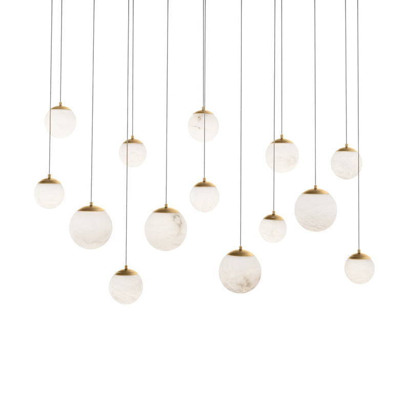 Pisces 14-Light Linear Pendant in Aged Brass