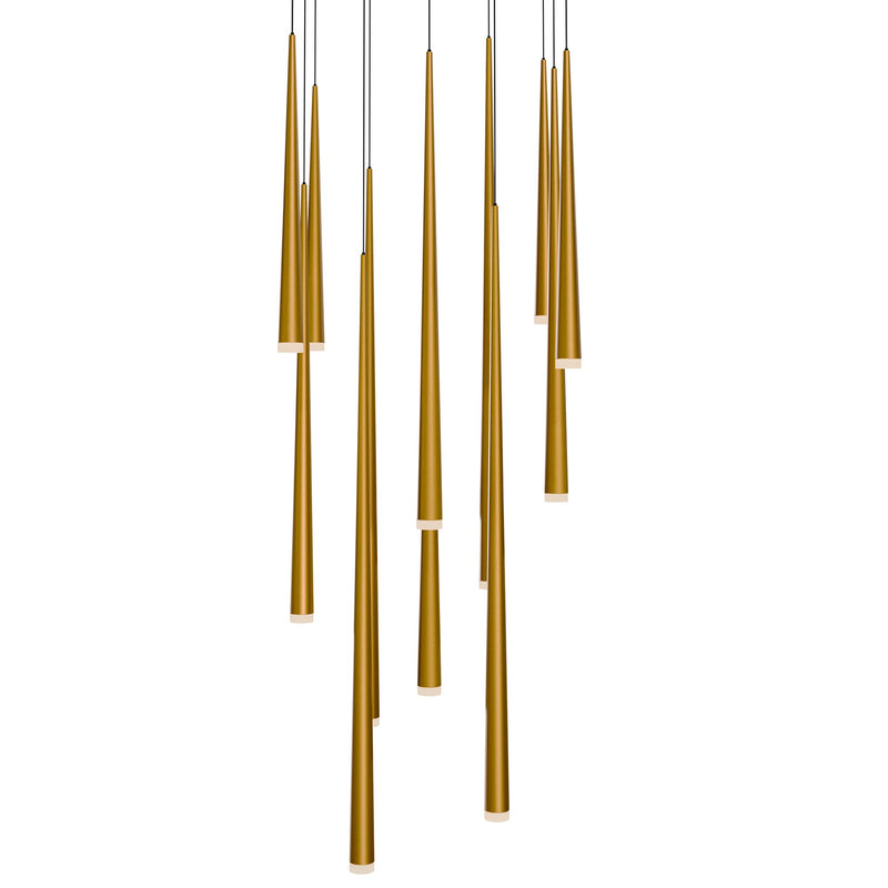 Cascade 13-Light Square Etched Pendant in Aged Brass