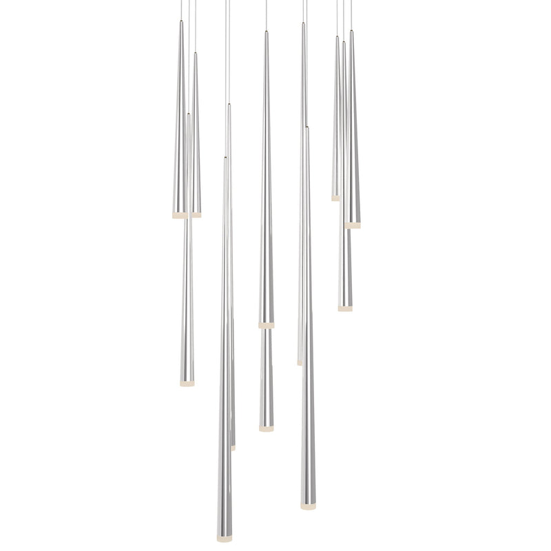 Cascade 13-Light Square Etched Pendant in Polished Nickel